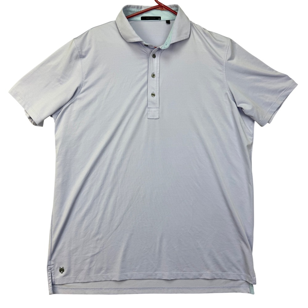 Greyson Polo Mens XL‎ Blue Performance Golf Stretch Lightweight Preppy Violet